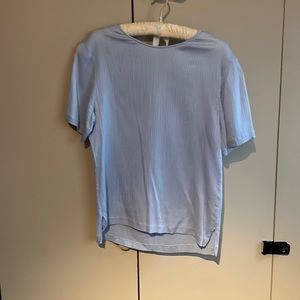 Tiger of Sweden, light blue, Tia Stru, short sleeve bouse cotton silk, zip back